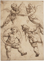 KT 2012 004
<br/>
Vier engelen met emblemen van Paus Leo X
<br/>
<em>Heemskerck, Maarten van (1498-1574)</em>